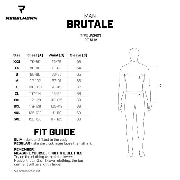 BRUTALE jacket size chart